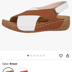 NEW- never worn.                              Brown and White Sandals